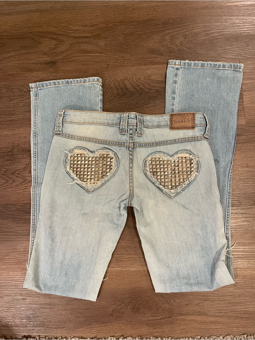Frankie B. Light Wash Heart-Studded Women’s Jeans